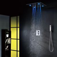 Lüks Banyo Duş Bataryası Seti 20 Inç Yağmur Duşları Ile Işık Kolay-Kurulum Gömülü Kutusu Termostatik Duş Mikser 002T-20TSL-F