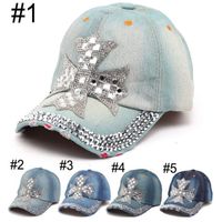 DHL Mujeres Denim Sun Hat Diseñador de moda de verano Cross Rhinestone Sport Sombreros Sombrero de deporte al aire libre Sombreros de béisbol Gorras para dama Hombres Accesorios