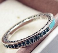 2017 nuevo 100% 925 plata esterlina Pandora Jewelry Clear Radiant Hearts Anillo con el esmalte de menta brillante y el anillo de encanto de moda CZ
