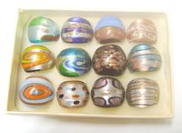 12 шт. / Лот Mix Colors Styles Lampwork Стекло-полосные кольца для DIY Craft Ювелирные Изделия Подарок RI1 * *