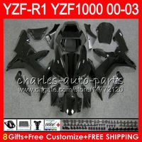 8Gift 23 Корпус для YAMAHA YZF R1 YZF 1000 YZFR1 02 03 00 01 Gloss Black 62HM23 YZF1000 R 1 YZF-R1000 YZF-R1 2002 2003 2000 2001