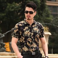 Оптом- летом новый стиль мода гавайские тропические цветы мужская рубашка с коротким рукавом человек летняя цветочная рубашка