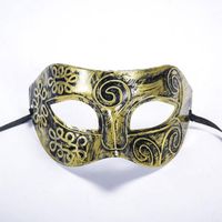 2017 new Factory Outlet Halloween Gold Silver Bronze Mask Roman Men Half Face Flat Carved Venetian Mask