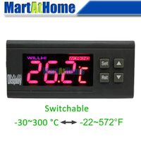 WH7016J + Commutateur -30 ~ 300 C -22 ~ 572 F Contrôleur de température numérique Thermostat électronique avec alarme + sonde 12/4 / 110 / 220V