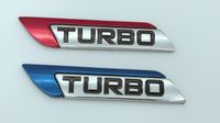 Ny röd / blå turbo logo 3d metall bil auto suv kropp fender emblem märke dekal klistermärke