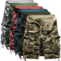Wholesale-Men Camouflage Cargo Shorts 2016 New Brand Male Army Loose Cargo Pants Men Casual Work Short Pants Plus Size No Belt