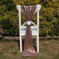 Cheap Rose Gold Sequin Chair Sashes Fomal Wedding Party Decor Dazzling Chair Bows Chair Covers 150*50cm Size