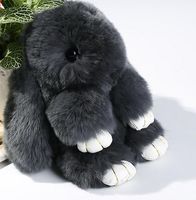 100% Real Genuine Rabbit Furs Keychain Fur Keychain Bag Char...