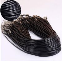 Fashion Style 100pcs Black Leather 1.5mm Cord Necklace With Lobster Clasp Charms Jewelry Gift - Free Shipping + Free Gift