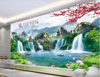 3D Wallpaper benutzerdefinierte foto vlies mural berg wasserfall see boot decor malereibild 3d Wandmuscheln Wandpapier für Wände 3 d