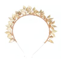 European New Shiny Alloy Copper Wire Leaves Traditional Handmade Costume Gold Plated Headwear Accessories Fashion Jewelry