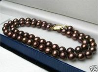 Genuino fino 20 "8-9mm South Mar Chocolate Pearl Collar 14k