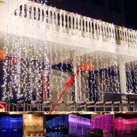 Venta al por mayor-6m x 3m LED cascada de hada al aire libre cadena de hadas de la luz de la Navidad de la Navidad del jardín del día de fiesta 600 LED Luces de la cortina Decoración EE. UU.