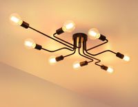 Luces de techo de la vendimia para la iluminación del hogar Luminaria varilla múltiple Lámpara de techo de hierro forjado E27 Bulbo Sala de estar