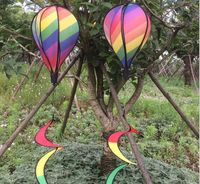 DHL SF_EXPRESS Gestreifter Drachen Regenbogen Windsock Heißluftballon Windspinner mit Schwänze für Garten Decor Kids Spielzeug