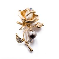 Korean women diy brooch roses pearl diamond brooches Fashion alloy brooches jewelry
