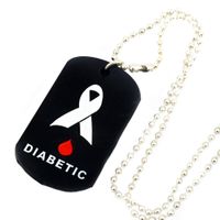50 stücke Diabetiker-Silikon-Dog-Tag mit 24-Zoll-Kugelkette Eine große alternative Art-Erinnerungs-Halskette