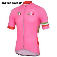 NOWGONOW 남자 팀 2017 사이클링 저지 핑크 장미 지도자 투어 이탈리아 챔피언 의류 바이크 착용 플래그 스타일 프로 경마 승마 mtb 도로