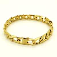 100% Stainless Steel Bracelet Men Retro Jewelry 18K Gold Pla...