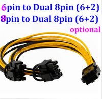6Pin to Dual 8Pin Cable 8 Pin Male PCI EXPRESS A 2 X PCIe 8 (6 + 2) Pin Femenina Femenina Card PCI-E VGA Splitter Hub Cable de alimentación