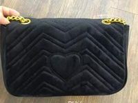Mode schwarze Kette Make-up Tasche berühmte Logo Luxus Parteibeutel Flanell Schultertasche gute Qualität Samt Handtasche hohe Qualität