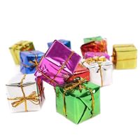 6 unidades / pacote 4/5/6/8 cm Chrismas Tree Ornament Mix Cor Mini Caixa De Presente Árvore de Natal Decorações de Ano Novo Por Atacado