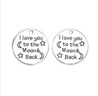 60Pcs alloy I Love You to the Moon and Back Charms Antique s...
