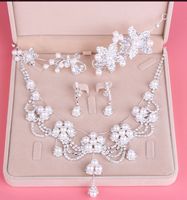 Nuevo estilo de venta caliente joyería nupcial de moda de aleación de perlas de tres piezas collar corona dama de honor vestido accesorios de boda shuoshuo6588