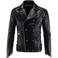 Men PU Leather Jacket Biker Streetwear Winter Male Punk Styl...