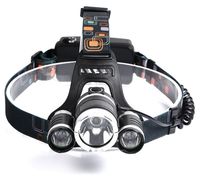 Uppladdningsbar strålkastare XM-T6 3 LED Headlamp Head Light Fishlampa Jakt Lantern + 2x 18650 Batteri + Bil / AC / USB laddare