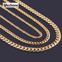 whole saleHigh Quality Width 3.5mm/ 5mm/7mm Stainless Steel Gold Cuban Chain Waterproof Men Curb Link Necklace Various Sizes