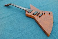 Sällsynta tunga metalliska James Hetfield Kenneth Lawrence Explorer Electric Guitar Mahogany Body, Quilted Bubinga Top, Sun Ray Inlay, EMG Pickup