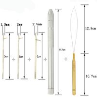 Partihandel 5PC Aluminiumhandtag Dragning / vävning Sticknålar Micro Ring Loop Tower Needle för hårförlängningsverktyg