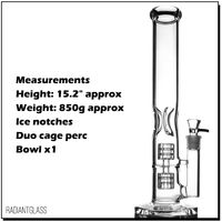 15 "Glass Bong Hookahs Gaiola Percolador Concentrador Tubulação de água 5mm Espessura Fumar Bongs Petróleo Rigs