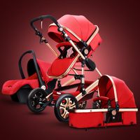 Cochecito de bebé 3 en 1 Bebés plegables de alto paisaje Carro con asiento de coche Baby Prazas para 0 ~ 3 años Poussette 6 colores