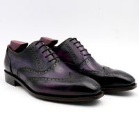 Men Dress shoe Oxfords shoe Custom Handmade shoe patina purp...