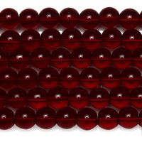 8mm Natural Stone Smooth Garnet Glass Loose Beads 15" Strand 6 8 10 MM Pick Size For Jewelry Making