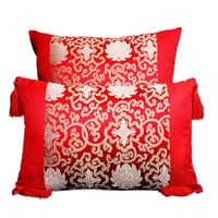 Classic Patchwork Sofa Chair Cushion Pillow Decorative Home Office Lumbar Pillow Chinese style Silk Satin Pillowcase