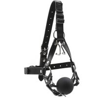 Bondage Gear Head Harness Muzzle with Mouth Gag and Nose Hoo...
