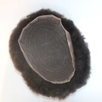 Eversilky Men's Toupee Hairpiece Brasileño Virgen Human Hair Afro Curl 8x10 pulgada para el sistema de hombres negros