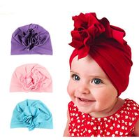 새로운 패션 꽃 아기 모자 신생아 탄력 아기 Turban 모자 10 색 코튼 유아 비니 모자 GA433
