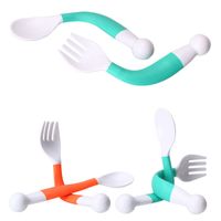 high quality 2Pcs Flexible Baby Spoon Fork Set Adjustable Children Learning Dishes Tableware free shipping wholesae hot sale 2018 new