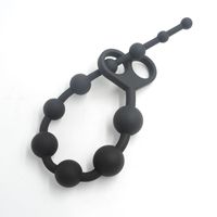 Toy sexo anal Black Soft Silicone Beads para mujeres y hombres, productos adultos Tapón largo