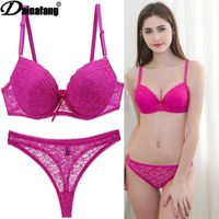 Novelty 2018 Lace Drill Bra Set Women Plus Size Push Up Underwear Set Bra And For Female Sexy Thong 34 36 38 40 42 BCDE CUPS