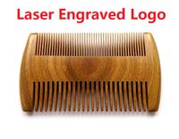 Qualidade máxima! Pentes de cabelo de barba de bolso de sândalo natural para homens Laser gravado logotipo Pente de madeira de pente de madeira natural com dente denso e esparso