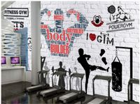 Personnalisé 3d peintures murales papier peint 3d photo fond d'écran peintures murales Gym papier peint de brique exercice fitness club image mur fond décoratif