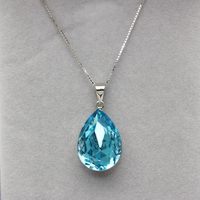 New Necklace Designs Jewelry Gift Made with Swarovski elements Crystal Fashion Water Drop Shape Pendants with 925 Sterling Silver Box Chain