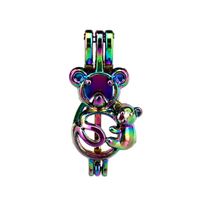 10pcs lot Rainbow Color Koala Mother and Baby Beads Cage Loc...