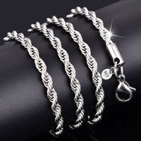 Fashion 3MM 18K Silver Gold Plated Rope Chain Necklace Jewelry