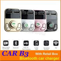 Ucuz ARABA B3 İşlevli Bluetooth Verici 2.1A Çift USB Araç şarj FM MP3 Çalar Araç Kiti Desteği TF Kartı Ile Handsfree perakende kutu